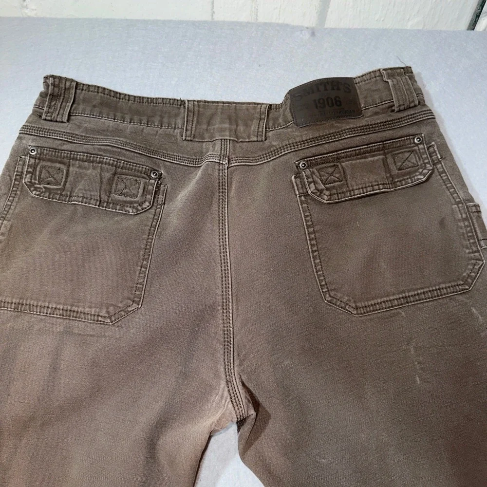 Smith's Workwear Cargo Pants Mens 34x30 Brown Good Fleece Lined Stretch Utility